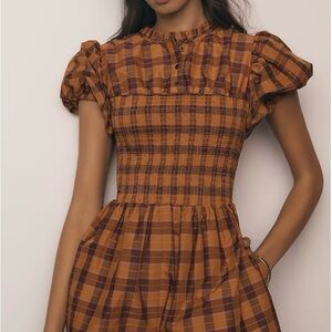 Maeve Puff-Sleeve Smocked Romper